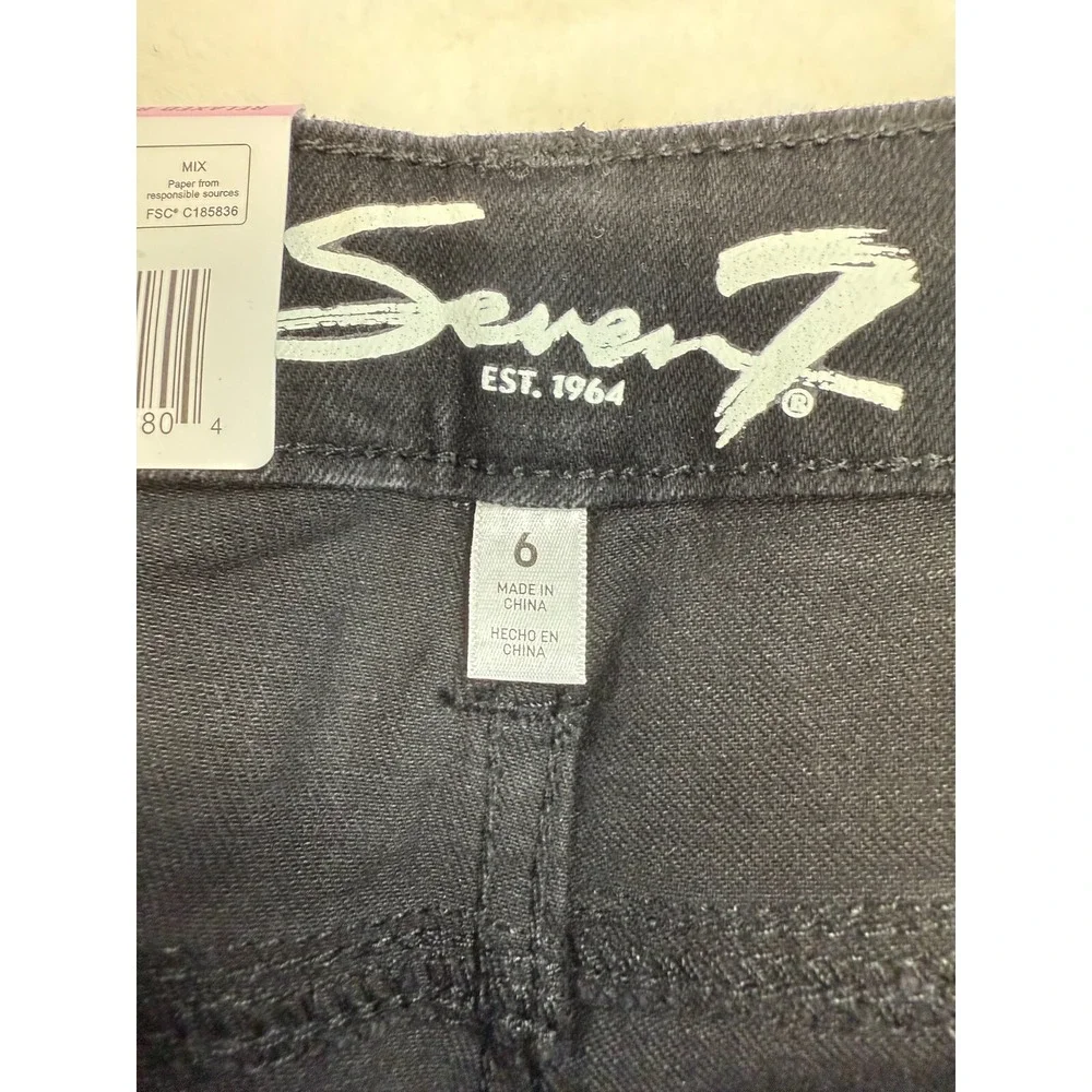 Seven7 Bermuda Shorts Womens 6 Black Jean Relaxed‎ Fit Stretch Comfort Fray Hem